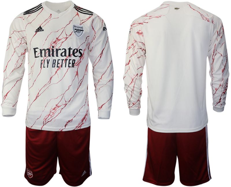 Men 2020-2021 club Arsenal away long sleeve white Soccer Jerseys->manchester united jersey->Soccer Club Jersey